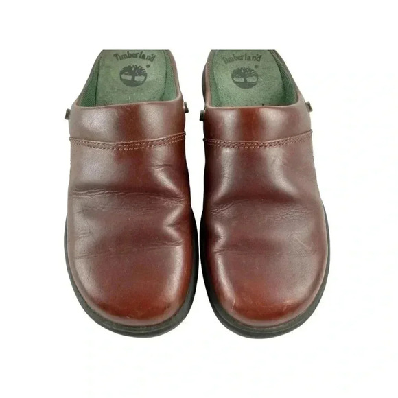 Timberland Shoes Womens 6.5M Mules Slip On Comfort Round Toe Brown Leather - Picture 5 of 10